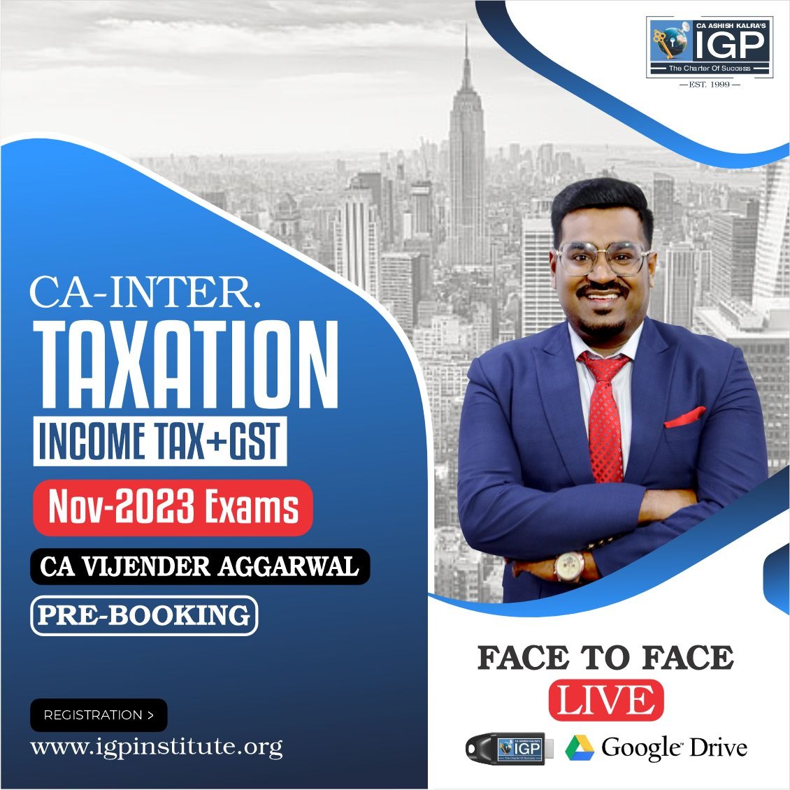 CA Inter - Taxation (Income Tax + GST) Nov 23 Exam Pre-booking -CA-INTER-Taxation (Income Tax + GST)- CA Vijender Aggarwal
